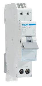Hager installatieautomaat 1-polig+nul 16A B-kar (MKS516)