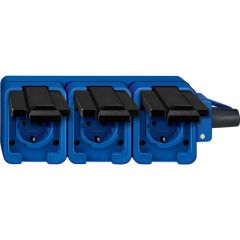 Schneider-Merten Slagvast 3-voudig mobiele wandcontactdoos - blauw (229393)