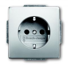 ABB Busch-Jaeger inbouw stopcontact met randaarde - Pure stainless steel (20 EUC-866 BJ)