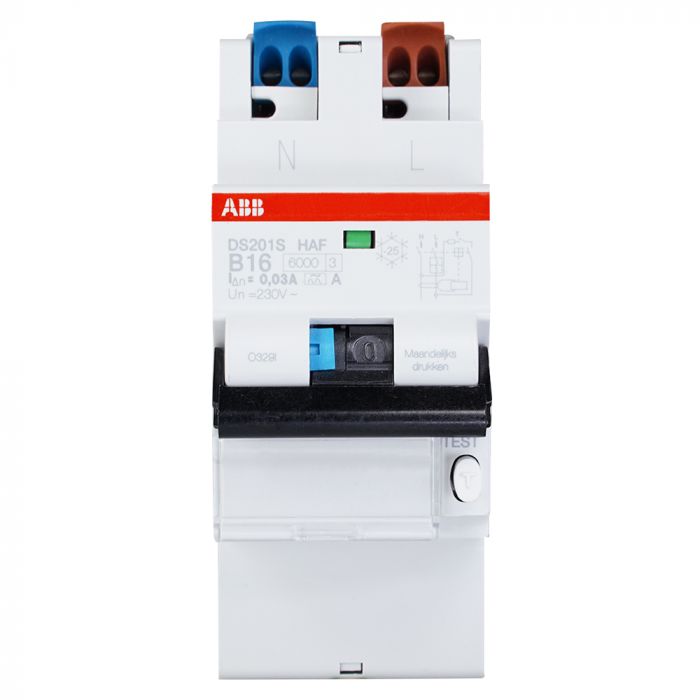 ABB aardlekautomaat 1-polig+nul 16A B-kar 30mA schroefloos (0903.860)