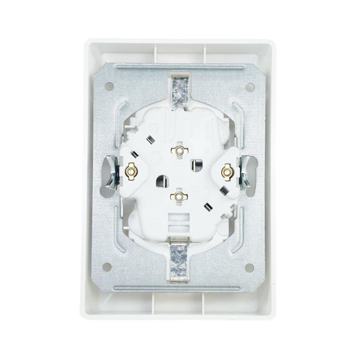 Gira stopcontact met randaarde, shutter en vaste centraalplaat 2-voudig - systeem 55 zuiver wit mat (078327)