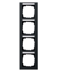 Gira E2 afdekraam 4-voudig verticaal met tekstkader zwart mat (111409)