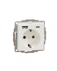 Schneider Electric stopcontact met randaard met 1x USB 1 en 1x USB C - polar wit (MTN2367-0319)