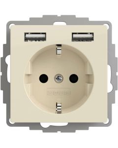 2USB universeel stopcontact met 2x USB InCharge Pro 55 2.4A (USB A + A) - crème glanzend (2U-449290)