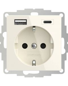2USB universeel stopcontact met 2x USB InCharge Pro 55 3A (USB A + C) - crème glanzend (2U-449535)
