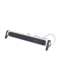 Legrand draaibare stekkerdoos 5-voudig met randaarde 1,5 meter - USB lader - overspanningsbeveiliging - zwart-wit (694510)