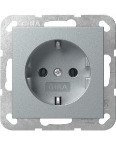 Gira stopcontact met randaarde - systeem 55 aluminium (418826)