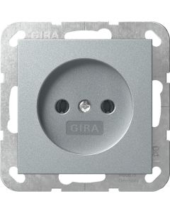 Gira stopcontact zonder randaarde 2-polig - systeem 55 aluminium (448026)