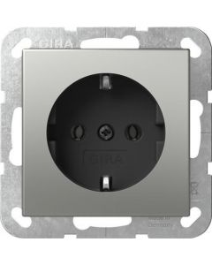 Gira stopcontact met randaarde zonder klemmen - systeem 55 edelstaal (4466600)