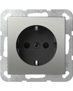 Gira stopcontact met randaarde en shutter - systeem 55 edelstaal (4453600)