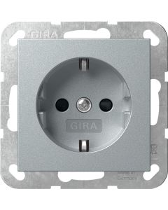 Gira stopcontact met kinderbeveiliging - systeem 55 aluminium (445326)