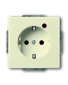 ABB Busch-Jaeger stopcontact met randaarde, kinderbeveiliging en groen indicatie lampje - Future Linear ivoorwit (20 EUCBL-82)