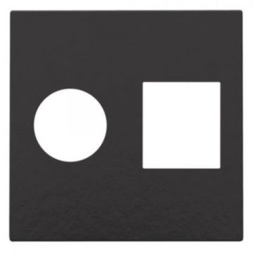 Niko afwerking voor combinatie coax met RJ45 - Pure Bakelite Piano Black (200-65702)
