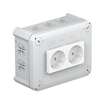 OBO kabeldoos T 100 met 2 stopcontacten wit Polypropyleen - lichtgrijs (92007821)