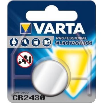 Varta knoopcel Lithium CR2430 diameter 24,5 mm dikte 3,0 mm blister van 1 stuk (376920)