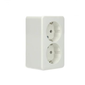 Hager Berker opbouw tweevoudige wandcontactdoos met randaarde 16A 250V - polar wit (472149)