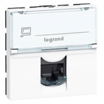 Legrand Mosaic connector cat.6A STP RJ45 2 modules - wit (076576)