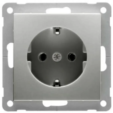 PEHA Badora stoptcontact met randaarde en kinderbeveliging - aluminium (D 11.6611.70 SI)