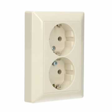 JUNG stopcontact 2-voudig met randaarde 16A 250V - AS500 crème wit (AS5022NU)