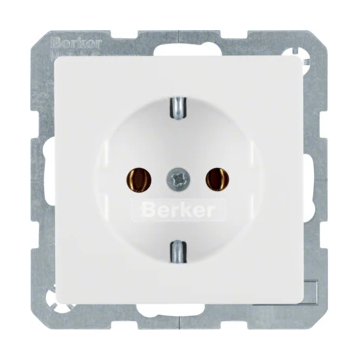 Hager Berker Q.1/Q.3/Q.7 wandcontactdoos inbouw met randaarde en steekklem 1-voudig - polarwit (47436089)