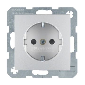 Hager wandcontactdoos met randaarde - S.1 aluminium (47231404)