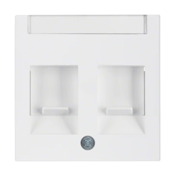 Hager centraalplaat RJ45 dubbel met tekstveld - Berker S.1 polarwit mat (11811909)