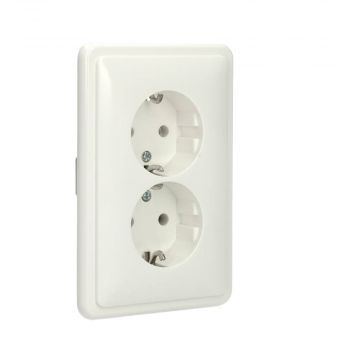 PEHA stopcontact 2-voudig met randaarde 16A 250V - Standaard alpin wit (00482821)