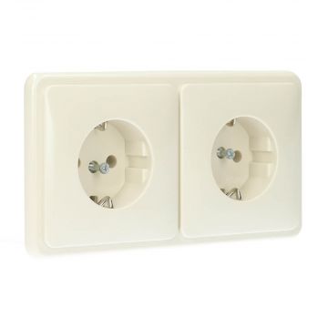 PEHA dubbel stopcontact met randaarde - standaard crème wit (D 80.6512/3 W)