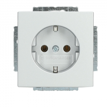 ABB Busch-Jaeger wandcontactdoos inbouw met randaarde 1-voudig - future linear aluzilver (20 EUC-83)