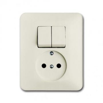 ABB Busch-Jaeger combinatie tweedelige wip en contactdoos zonder beschermingscontact - SI creme (4310/5 UJ-212-503)
