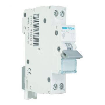 Hager installatieautomaat 1-polig+nul 10A C-kar (MJN510)