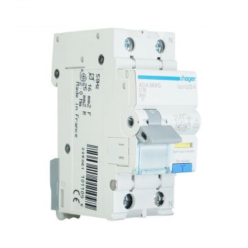 Hager aardlekautomaat 1-polig+nul 16A C-kar 30mA (ADA966G)