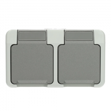 Schneider Electric Aquastar SCHUKO 2-voudig wandcontactdoos horizontaal IP44 - lichtgrijs (MTN2321-8029)