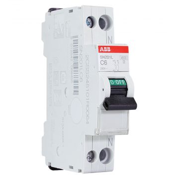 ABB installatieautomaat 1-polig+nul 6A C-kar (SN201 L-C6)