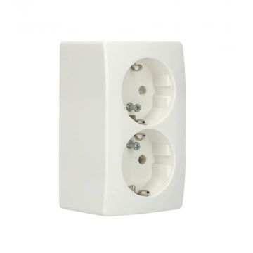 PEHA opbouw wandcontactdoos tweevoudig met randaarde 16A 250V - zuiver wit (H 6602.02)