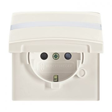 ABB Busch-Jaeger stopcontact met klapdeksel en randaarde met tekstveld - wit creme IP44 (20 EUGKBN-32-101)