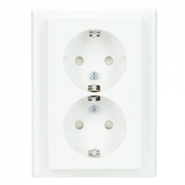 Merten by Schneider Electric stopcontact 2-voudig met randaarde en kinderbeveiliging SCHUKO - M-Smart actief glanzend wit (MTN2420-1425)