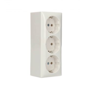 Hager Berker opbouw drievoudige wandcontactdoos met randaarde 16A 250V - polar wit (404049)