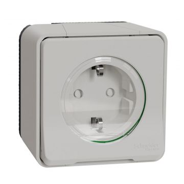 Schneider Electric stopcontact 1-voudig met klapdeksel IP55 - Mureva Styl mat wit (MUR39034)