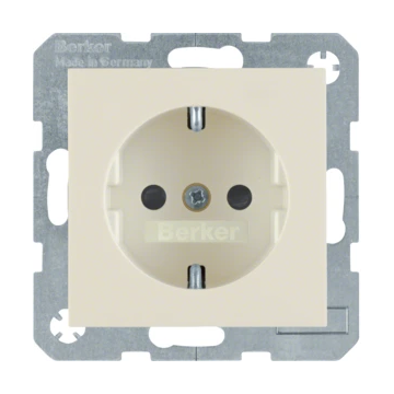 Hager stopcontact kinderbeveiliging met randaarde 1 voudig - S.1 crème wit glanzend (47238982)