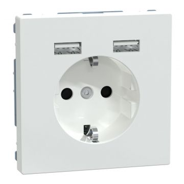 Schneider Electric Systeem-D stopcontact met USB lotuswit - (MTN2366-6035)