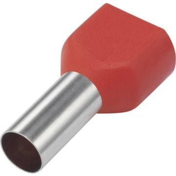 SOLAR Twin adereindhuls geïsoleerd 2x1,0mm2 hulslengte 8mm rood - per 100 stuks (1505163)