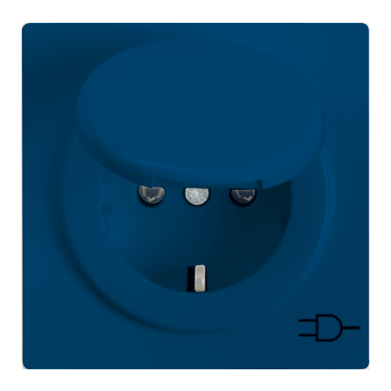 Gira S-color wandcontactdoos met randaarde en klapdeksel blauw
