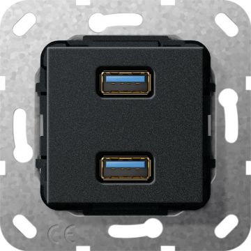 Gira basiselement USB 3.0 type A- 2-voudig zwart (568410)