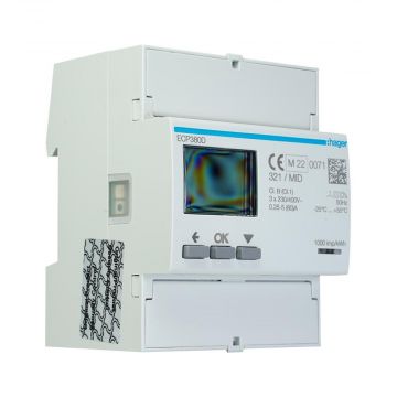 Hager kWh-meter 80A 3-fase digitaal MID (ECP380D)