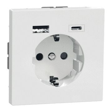 Merten by Schneider Electric D life stopcontact met dubbele USB poort A + C - lotuswit (MTN2367-6035)