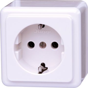 Kopp STANDARD opbouw enkelvoudige wandcontactdoos met randaarde 16A 250V - arctic wit (101802000)