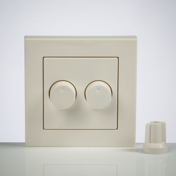 ION industries faceplate afdekraam dubbele knop t.b.v. duo-dimmer - zuiverwit glanzend (80.200.040)