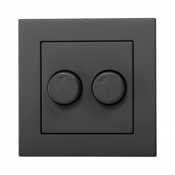 ION industries Faceplate afdekraam dubbele knop t.b.v. duo-dimmer - antraciet mat (80.200.030)