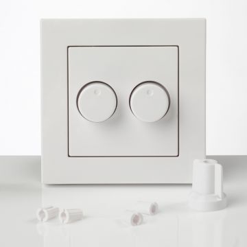 ION industries faceplate afdekraam dubbele knop t.b.v. duo-dimmer - wit glans (80.200.010)
